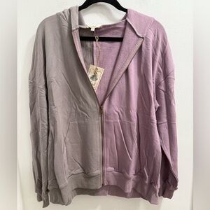 Easel Two-Tone Hoodie in Mauve and Taupe Med.